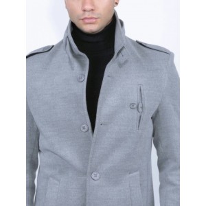 Life Style Butiken Ανδρικό παλτό με Μάο Γιακά LS1451 light Grey