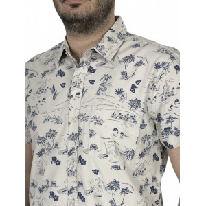 Ανδρικό κοντομάνικο πουκάμισο φλοράλ STITCH&SOUL 20200 ΜΠΕΖ