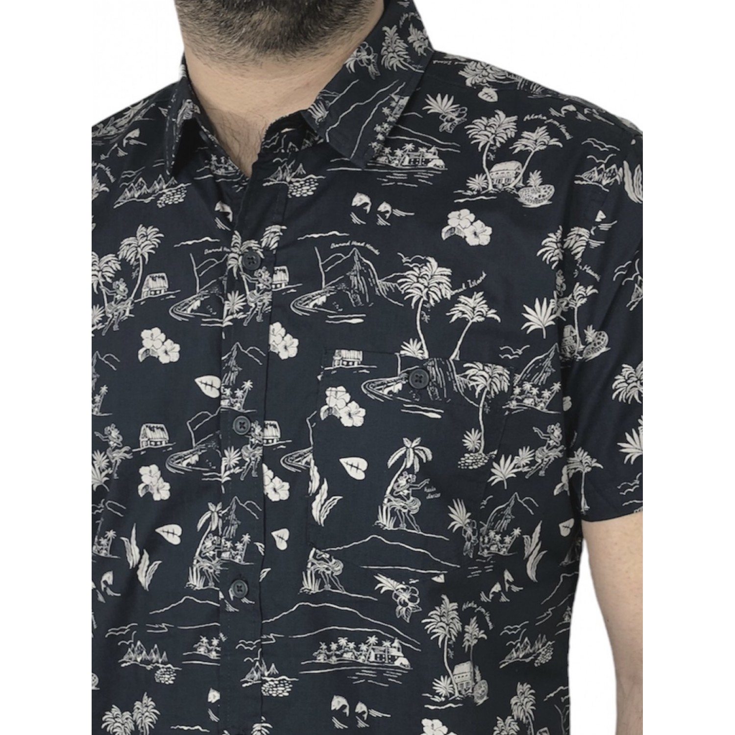 Ανδρικό κοντομάνικο πουκάμισο φλοράλ STITCH&SOUL 19400 Μπλε