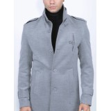 Life Style Butiken Ανδρικό παλτό με Μάο Γιακά LS1451 light Grey 2