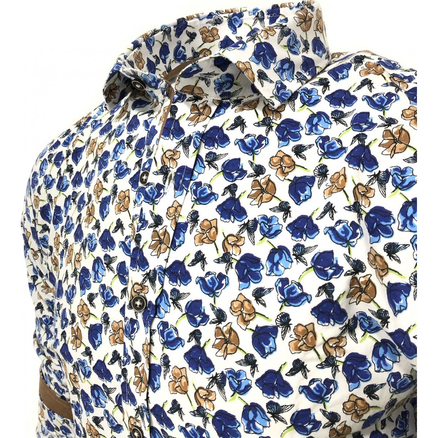 Ανδρικο πουκάμισο slim fit CND 6800/12 ΜΠΛΕ ΕΜΠΡΙΜΕ