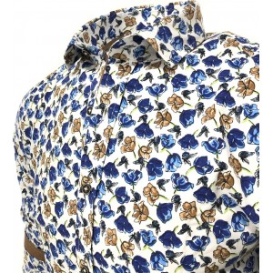 Ανδρικο πουκάμισο slim fit CND 6800/12 ΜΠΛΕ ΕΜΠΡΙΜΕ