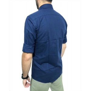 Ανδρικο μακρυμάνικο πουκαμισο λινό στενή γραμμή CND 8900 ΜΠΛΕ