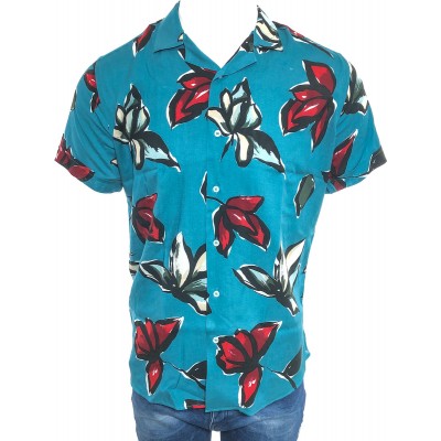 Ανδρικό κοντομάνικο πουκαμισο εμπριμέ φλοραλ σχεδιαστό CND 9000 ΠΕΤΡΟΛ