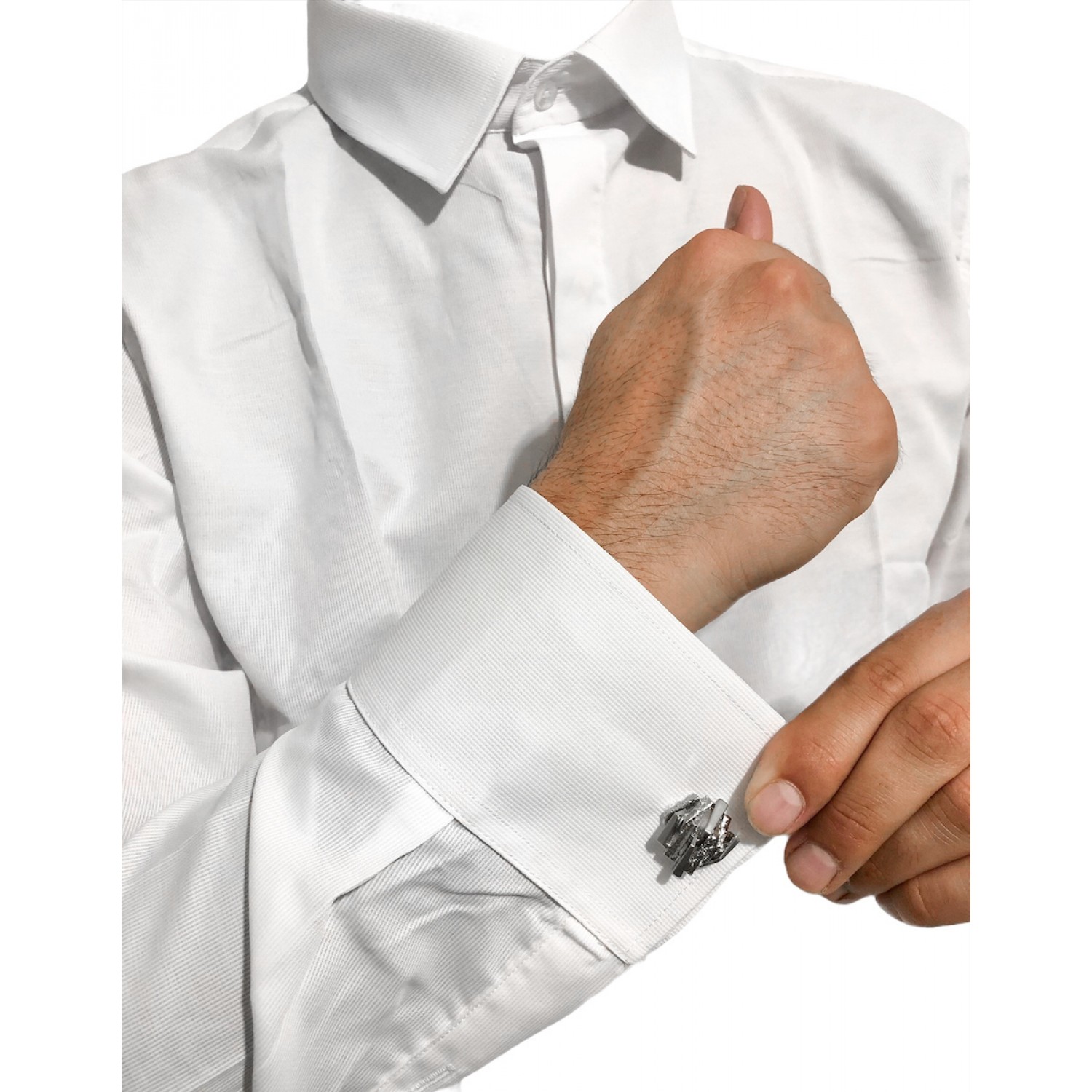 Ανδρικο μακρυμάνικο πουκαμισο επίσημο ανάγλυφο που επιδέχεται και μανικετόκουμπα CND 1001 Λευκό