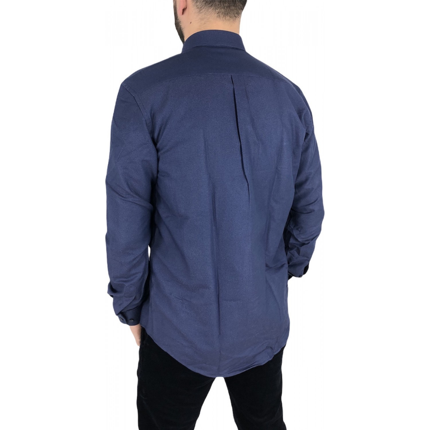 Ανδρικο μακρυμάνικο πουκαμισο Regular fit ύφασμα με μικρό σχέδια DASH&DOT 21716 ΜΠΛΕ