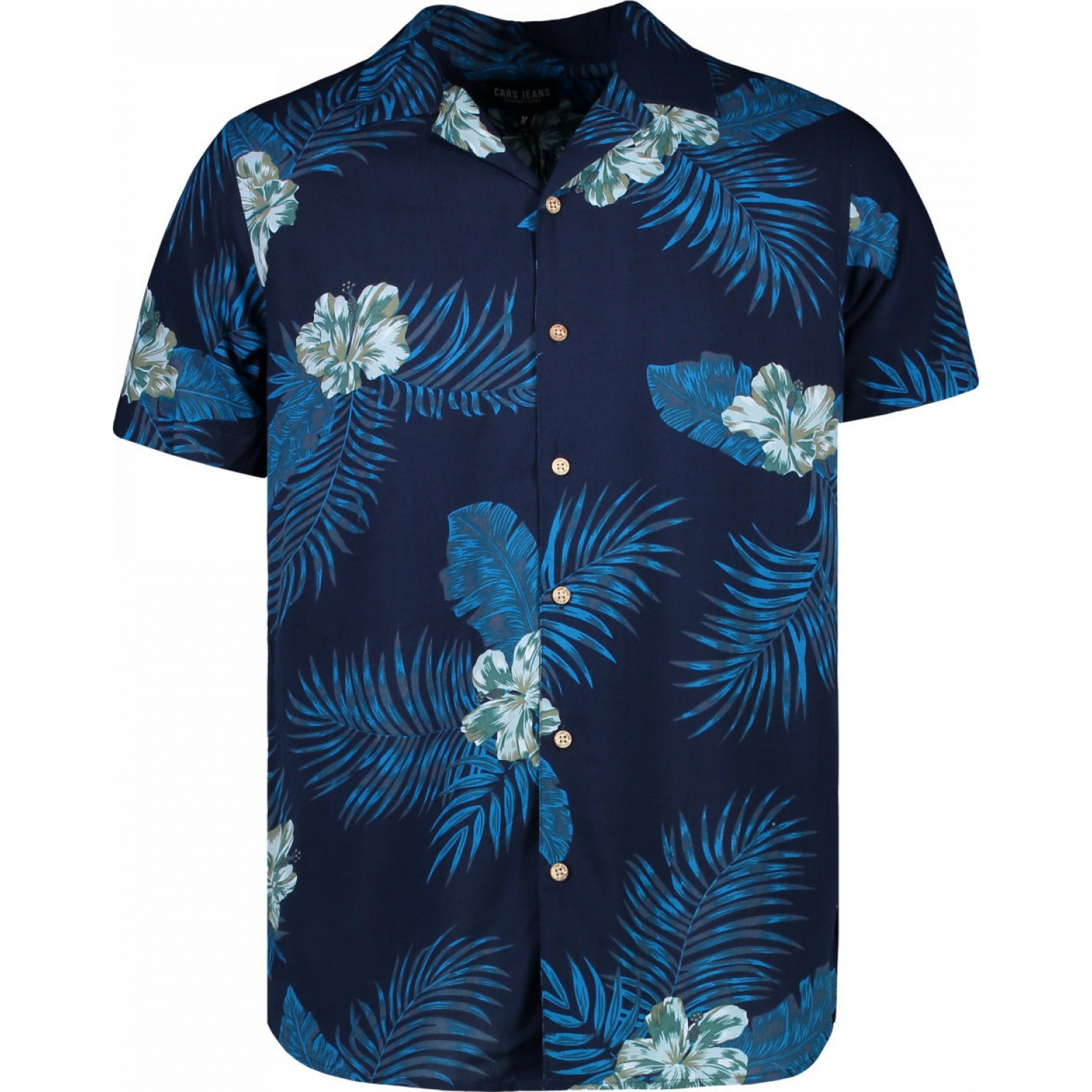 Cars Jeans 48694 Ανδρικό Πουκάμισο Κοντομάνικο Floral Μπλε