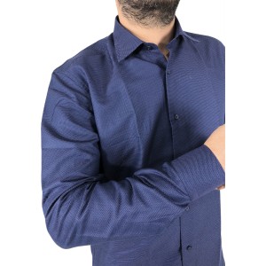 Ανδρικο μακρυμάνικο πουκαμισο Regular fit ύφασμα με μικρό σχέδια DASH&DOT 21716 ΜΠΛΕ