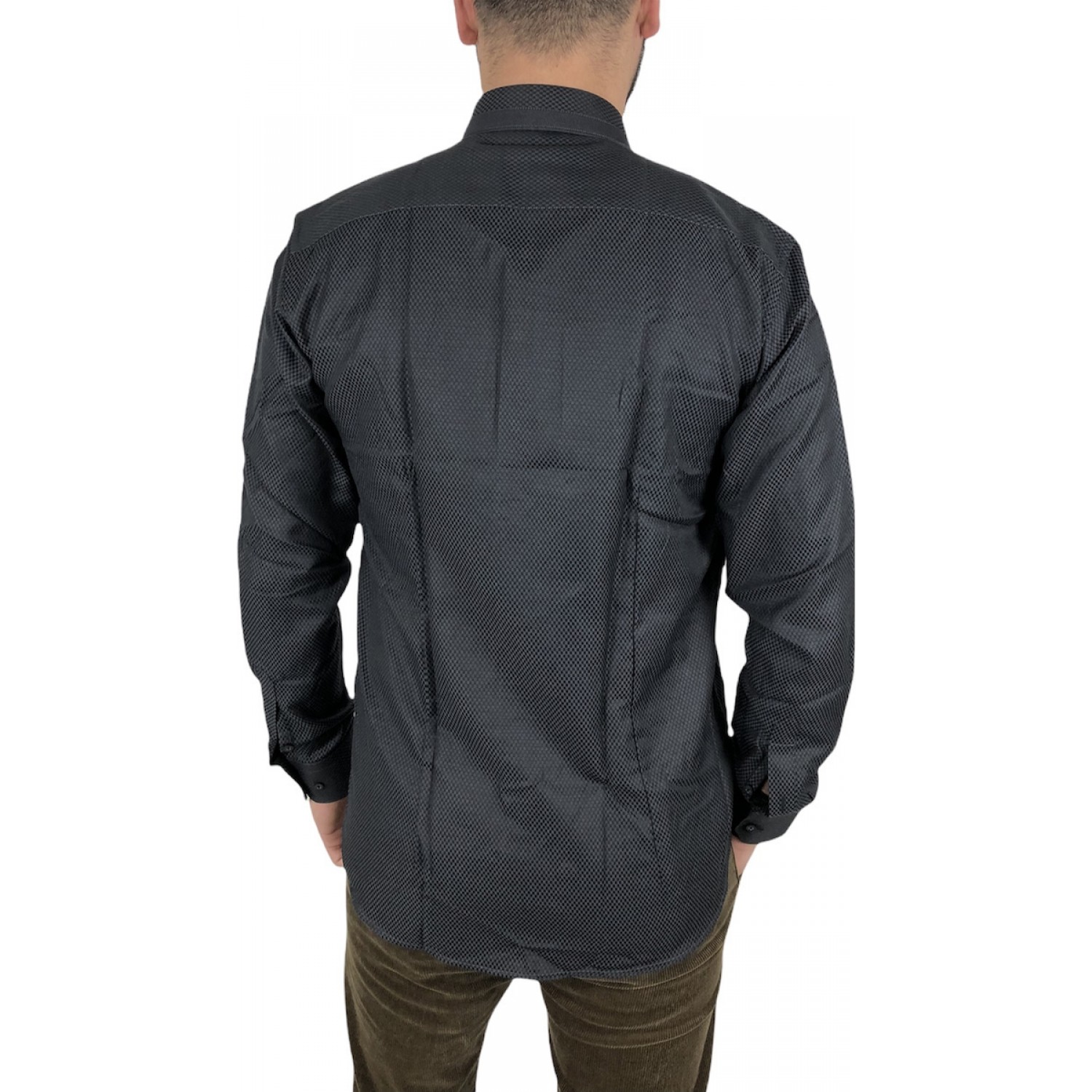 Ανδρικο μακρυμάνικο πουκαμισο Slim fit DASH&DOT 20627 ΜΑΥΡΟ