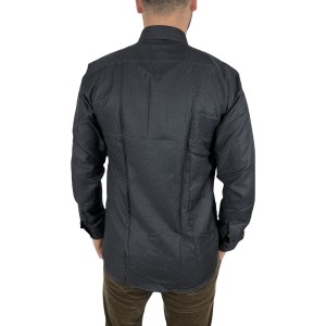 Ανδρικο μακρυμάνικο πουκαμισο Slim fit DASH&DOT 20627 ΜΑΥΡΟ