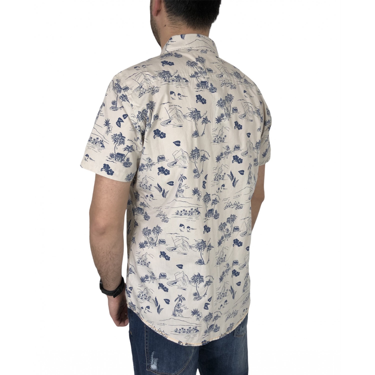 Ανδρικό κοντομάνικο πουκάμισο φλοράλ STITCH&SOUL 20200 ΜΠΕΖ