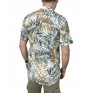 Ανδρικό κοντομάνικο πουκάμισο φλοράλ CND 3900 Λευκό με πράσινο