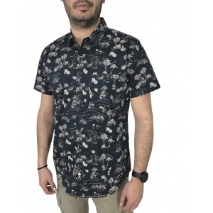 Ανδρικό κοντομάνικο πουκάμισο φλοράλ STITCH&SOUL 19400 Μπλε