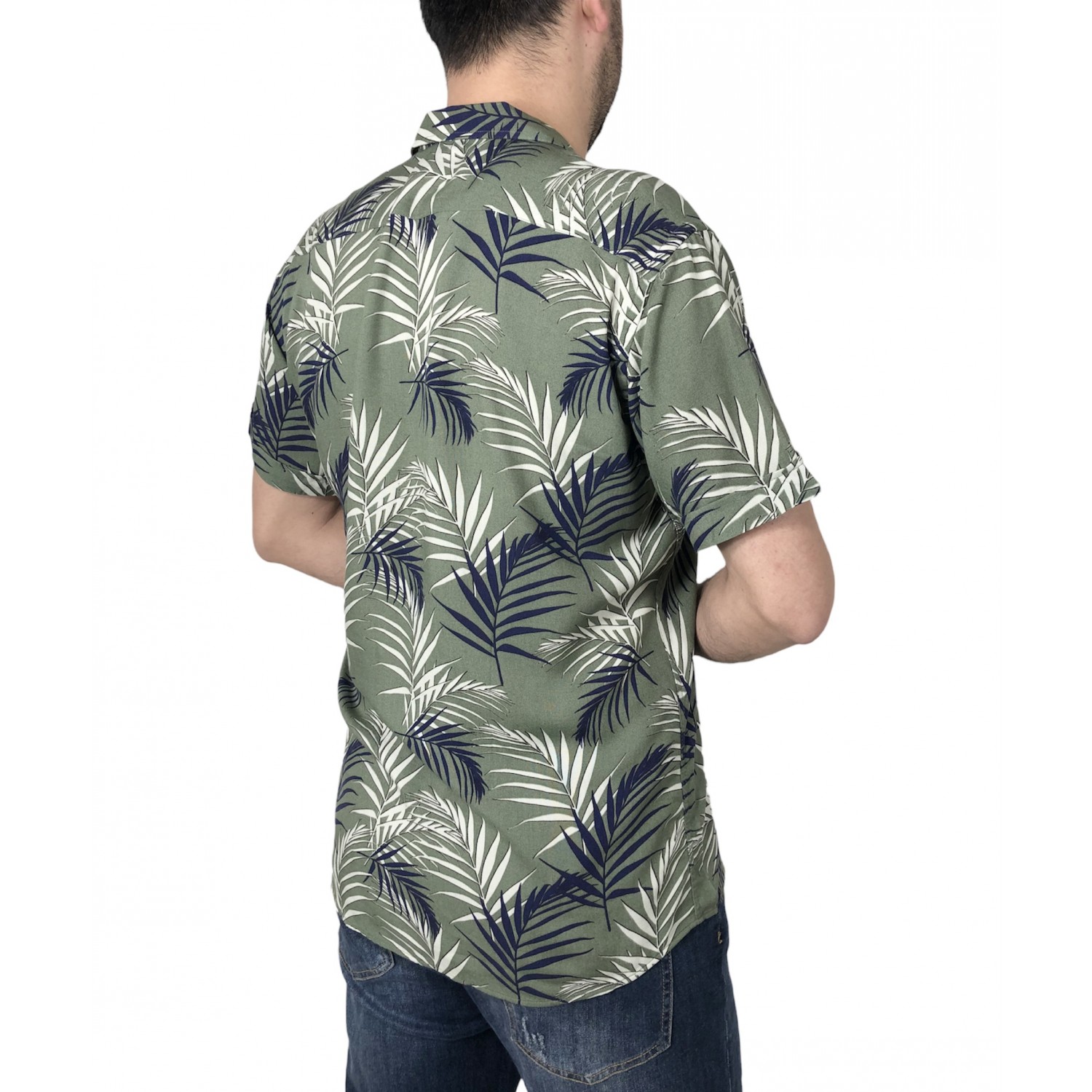 Ανδρικό κοντομάνικο πουκάμισο φλοράλ CND 3900 Πράσινο
