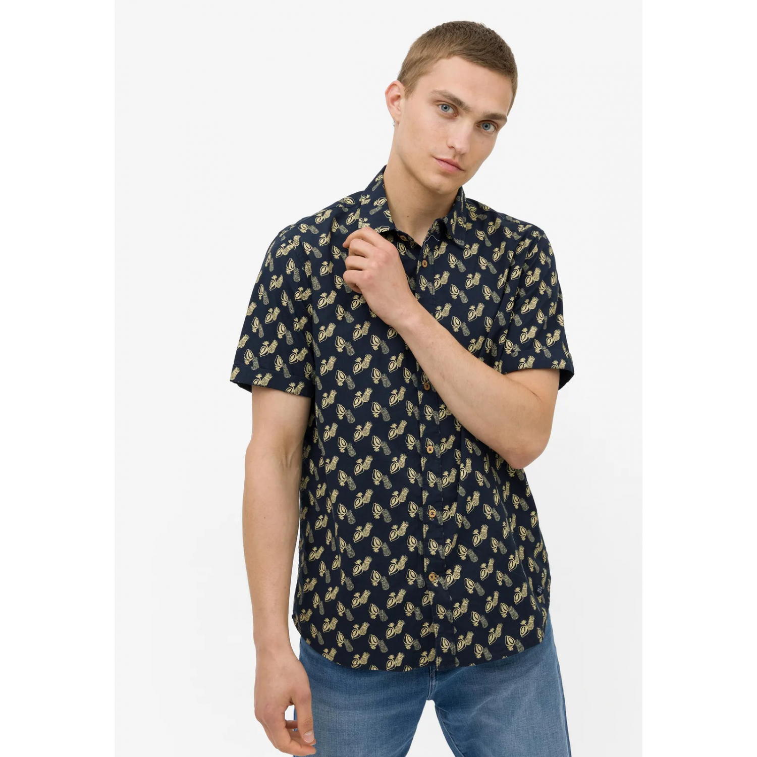 Ανδρικό κοντομάνικο Πουκάμισο με στάμπα TIFOSSI 10043380 ΜΠΛΕ