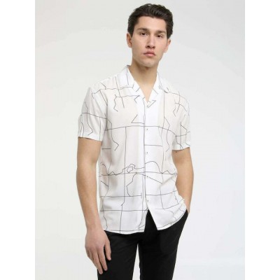 Tresor Ανδρικό Πουκάμισο με Στενή Γραμμή Κοντομάνικο Λευκό