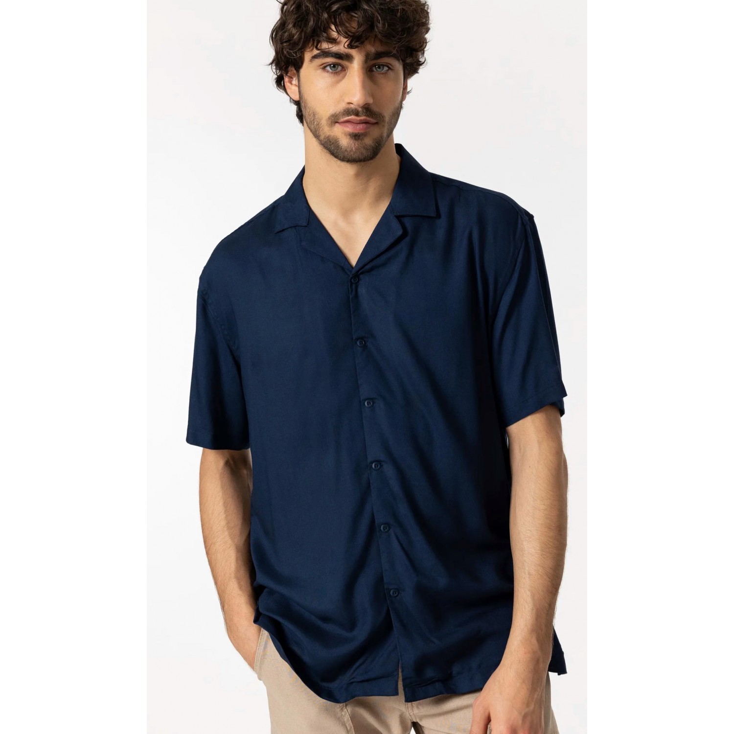 Ανδρικό κοντομάνικο πουκάμισο Relaxed Fit TIFFOSI 10049978 NAVY