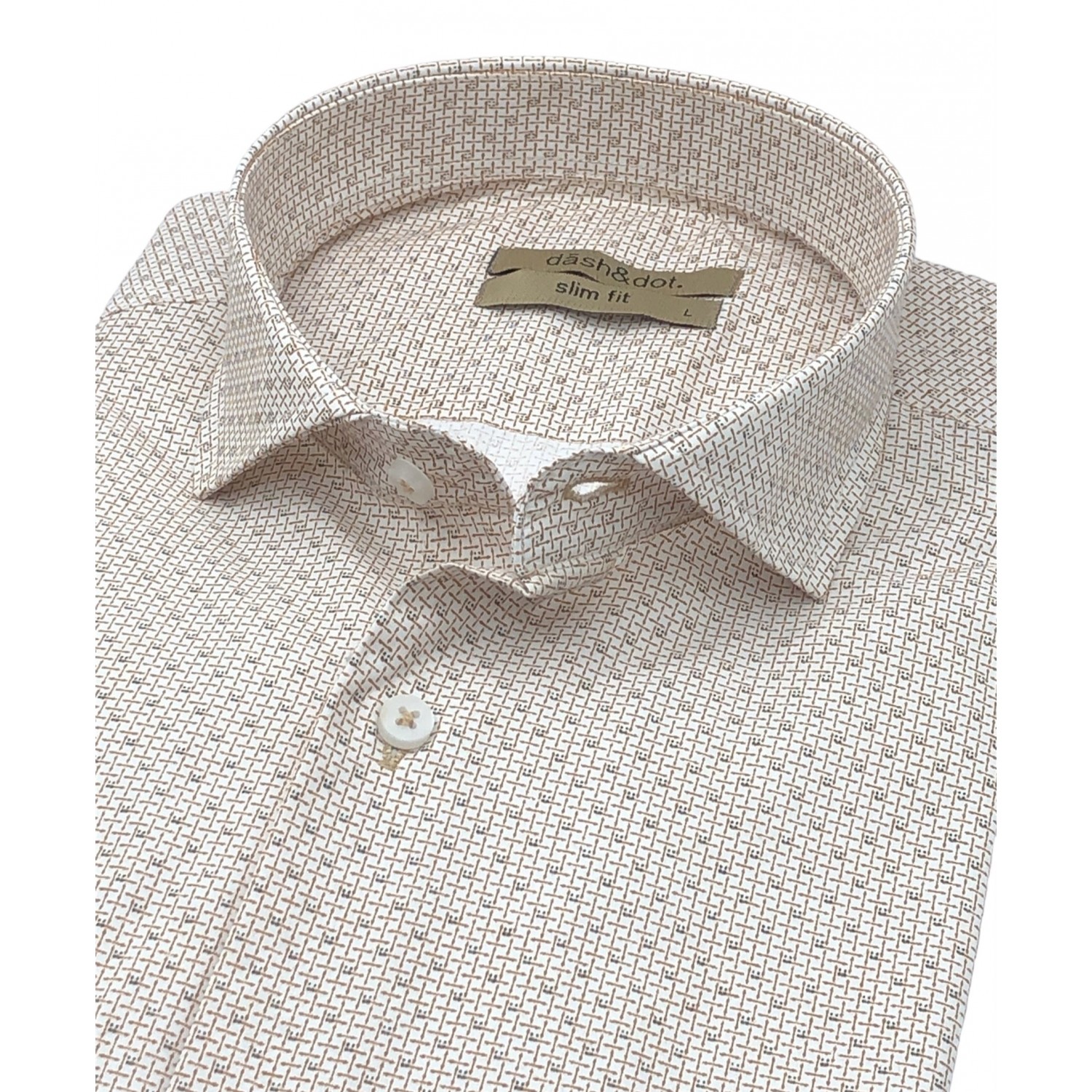 Dash & Dot 23035 Σομόν Ανδρικό Μακρυμάνικο πουκάμισο Slim Fit 