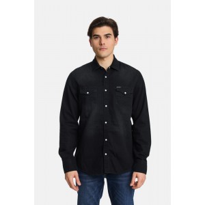 Paco & Co 2441322 Ανδρικό Πουκάμισο Jean Μαύρο Κανονική Γραμμή