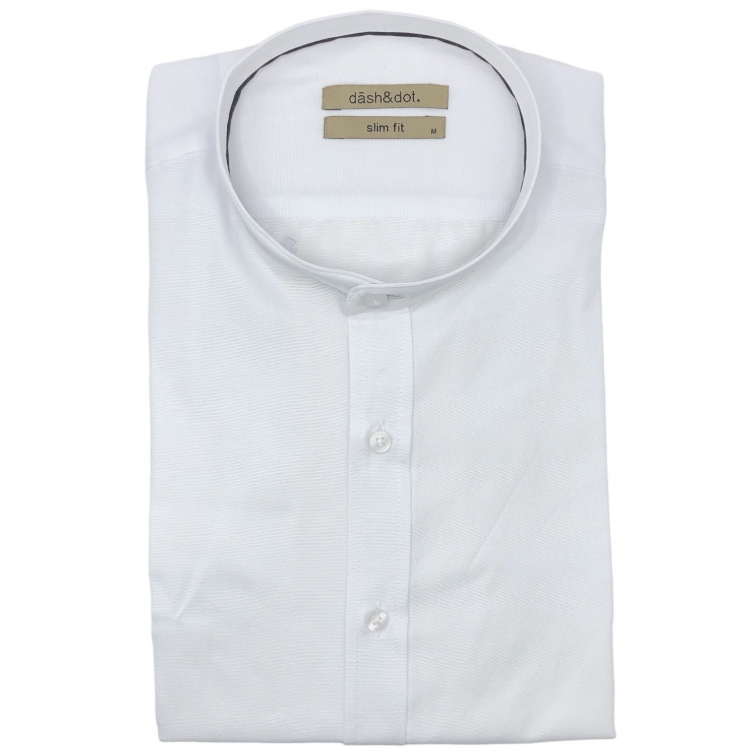 Dash & Dot 24619 Λευκό Ανδρικό Μακρυμάνικο πουκάμισο με Μάο γιακά Slim Fit 