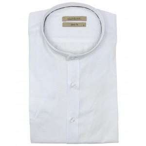 Dash & Dot 24619 Λευκό Ανδρικό Μακρυμάνικο πουκάμισο με Μάο γιακά Slim Fit 