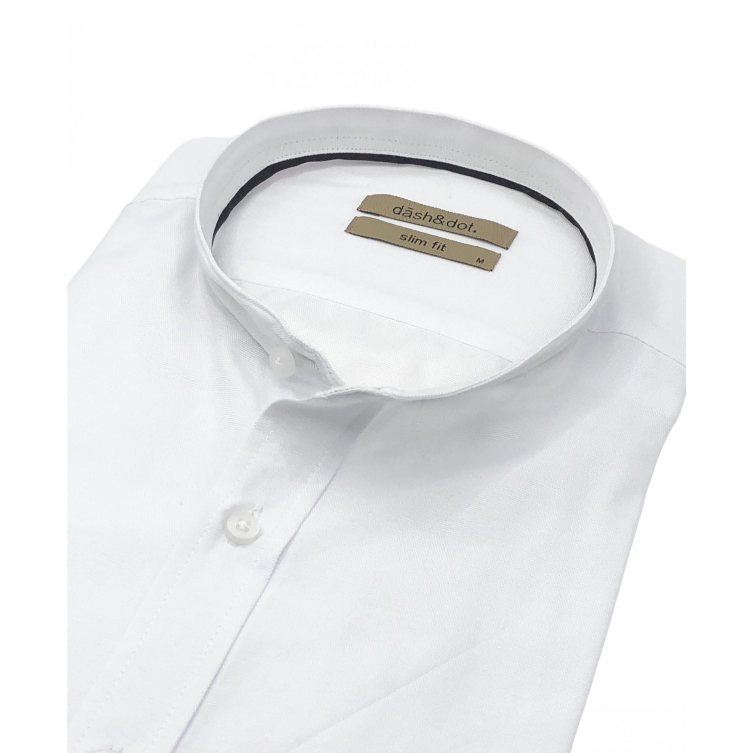 Dash & Dot 24619 Λευκό Ανδρικό Μακρυμάνικο πουκάμισο με Μάο γιακά Slim Fit 