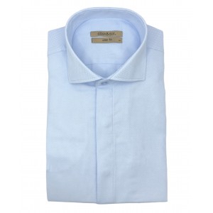 Dash & Dot 24635 Σιέλ Ανδρικό Μακρυμάνικο πουκάμισο Slim Fit 