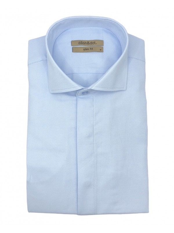 Dash & Dot 24635 Σιέλ Ανδρικό Μακρυμάνικο πουκάμισο Slim Fit 
