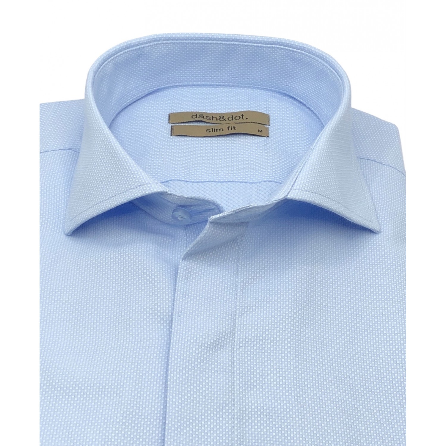 Dash & Dot 24635 Σιέλ Ανδρικό Μακρυμάνικο πουκάμισο Slim Fit 