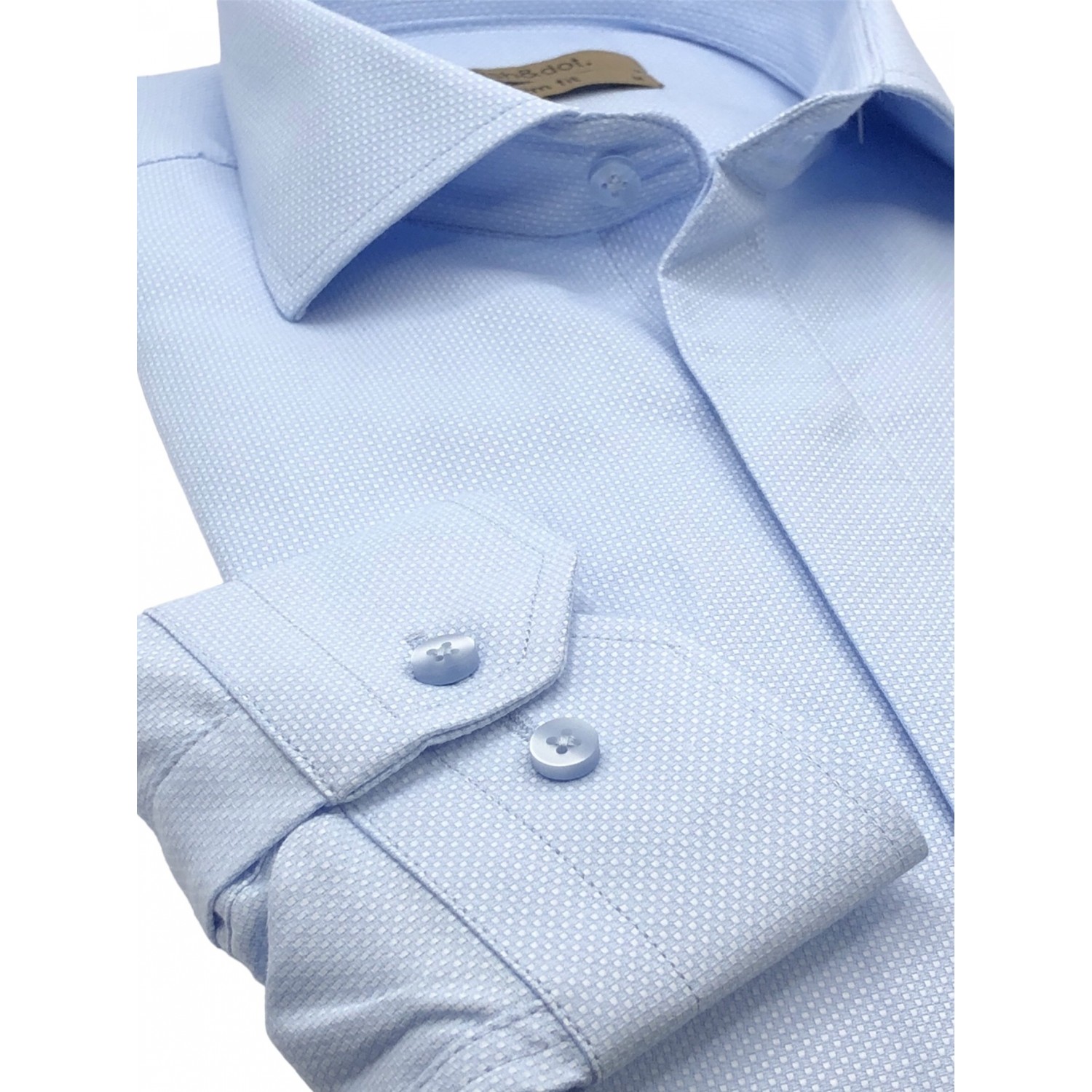 Dash & Dot 24635 Σιέλ Ανδρικό Μακρυμάνικο πουκάμισο Slim Fit 