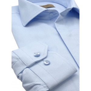 Dash & Dot 24635 Σιέλ Ανδρικό Μακρυμάνικο πουκάμισο Slim Fit 