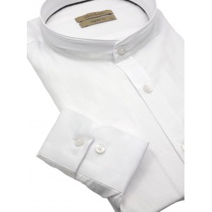 Dash & Dot 24715 Λευκό Ανδρικό Μακρυμάνικο πουκάμισο με Μάο γιακά Regular Fit 