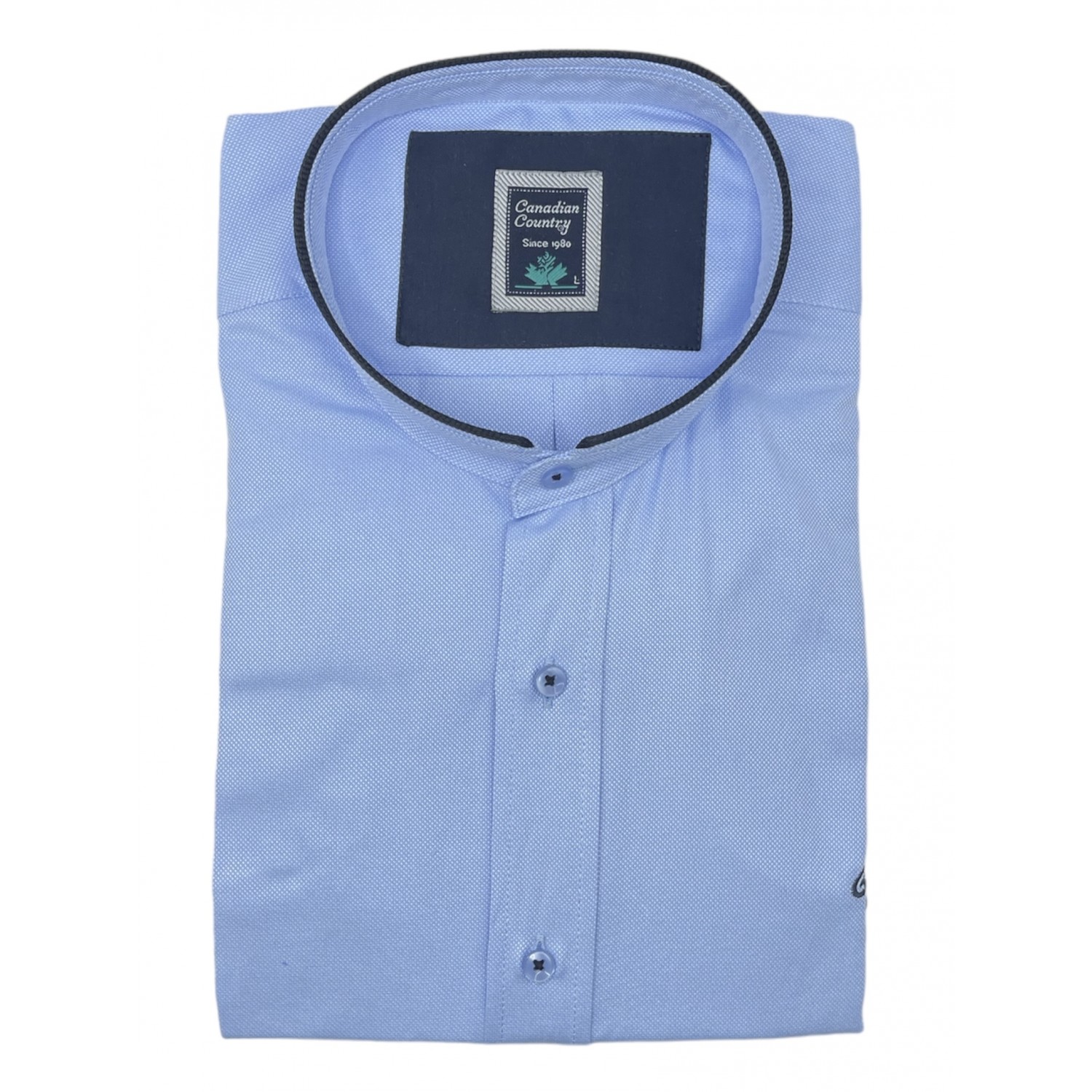 Life Style Butiken 7450/6 Σιέλ  Ανδρικό Μακρυμάνικο πουκάμισο Μάο  Άνετη Εφαρμογή