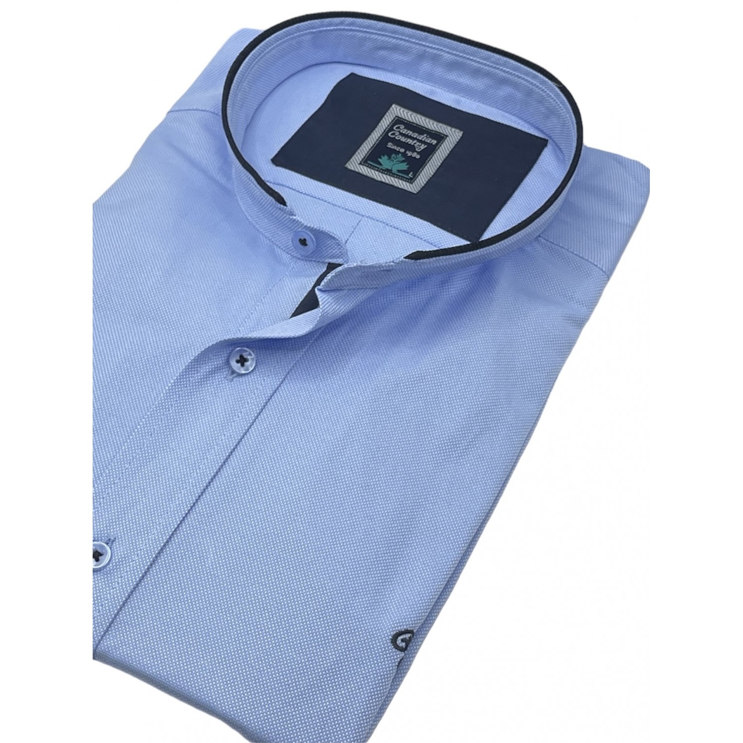 Life Style Butiken 7450/6 Σιέλ  Ανδρικό Μακρυμάνικο πουκάμισο Μάο  Άνετη Εφαρμογή