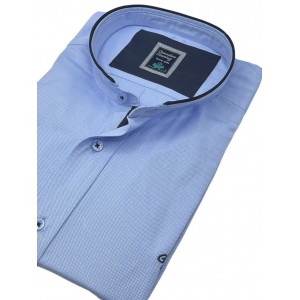 Life Style Butiken 7450/6 Σιέλ  Ανδρικό Μακρυμάνικο πουκάμισο Μάο  Άνετη Εφαρμογή