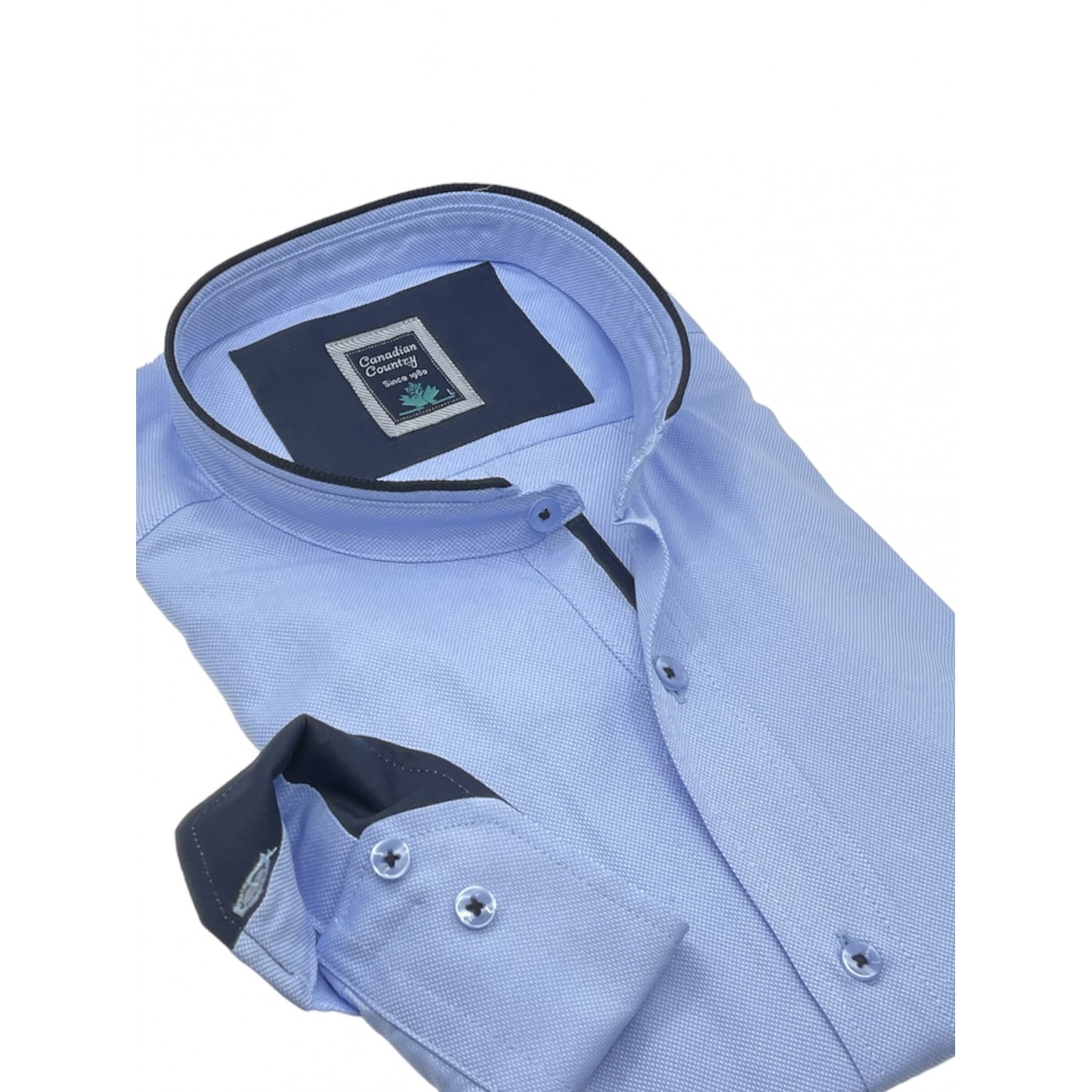 Life Style Butiken 7450/6 Σιέλ  Ανδρικό Μακρυμάνικο πουκάμισο Μάο  Άνετη Εφαρμογή