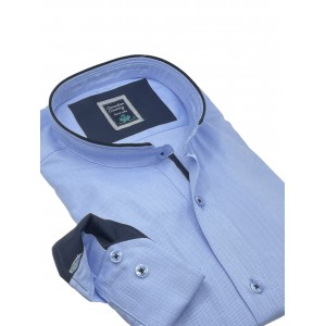 Life Style Butiken 7450/6 Σιέλ  Ανδρικό Μακρυμάνικο πουκάμισο Μάο  Άνετη Εφαρμογή