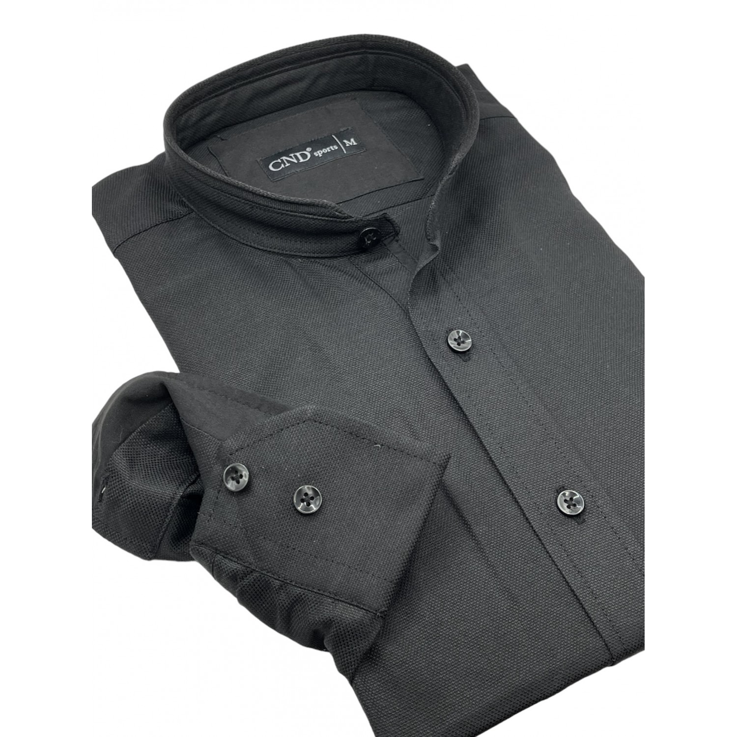 Life Style Butiken 8550/1 Μαύρο Ανδρικό Μακρυμάνικο πουκάμισο Μάο Slim Fit