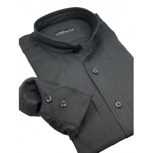 Life Style Butiken 8550/1 Μαύρο Ανδρικό Μακρυμάνικο πουκάμισο Μάο Slim Fit