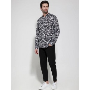 Life Style Butiken Ανδρικό Μακρυμάνικο πουκάμισο με Μάο γιακά LS133-7403 White-Black