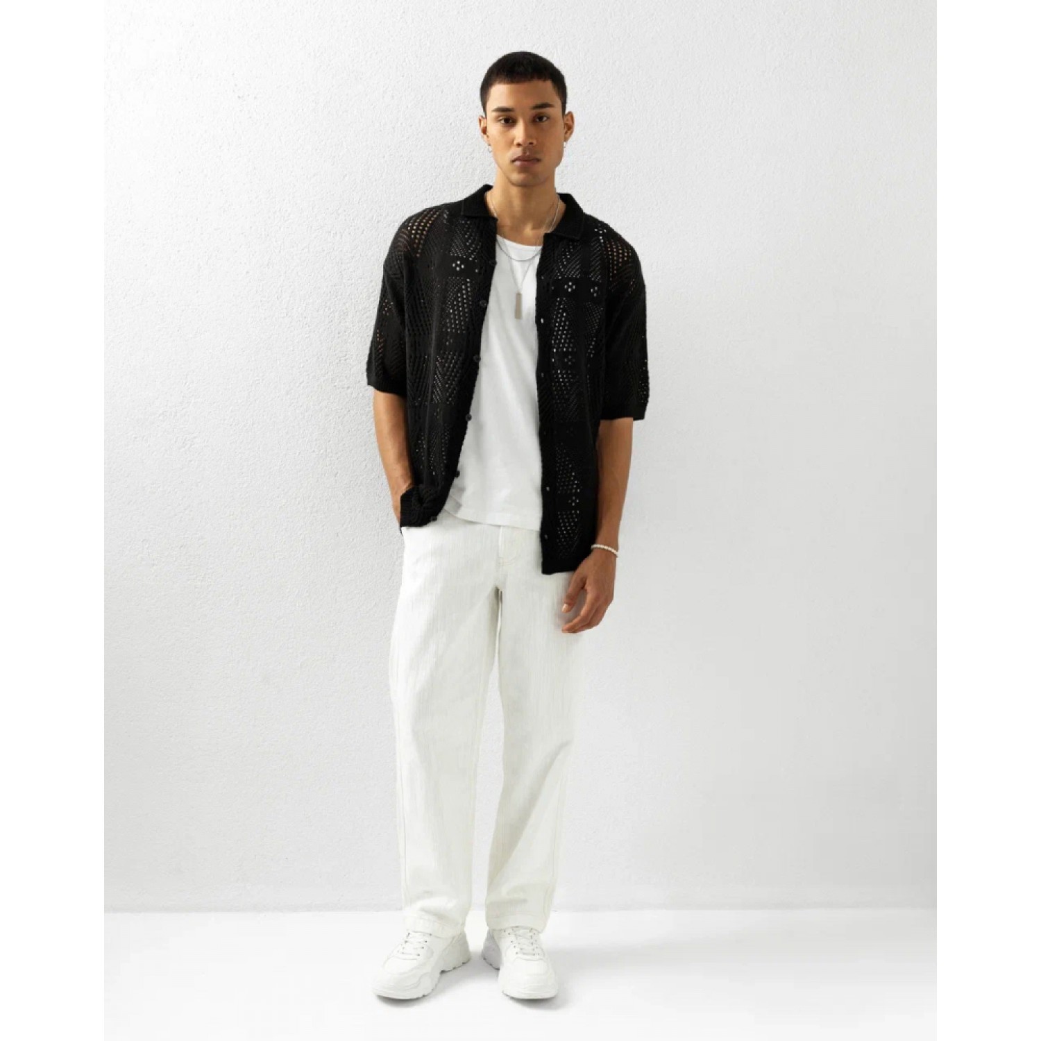 Life Style Butiken LS4370 Μαύρο Ανδρικό Μοντέρνο Πουκάμισο Κανονική Εφαρμογή