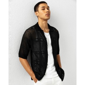 Life Style Butiken LS4370 Μαύρο Ανδρικό Μοντέρνο Πουκάμισο Κανονική Εφαρμογή