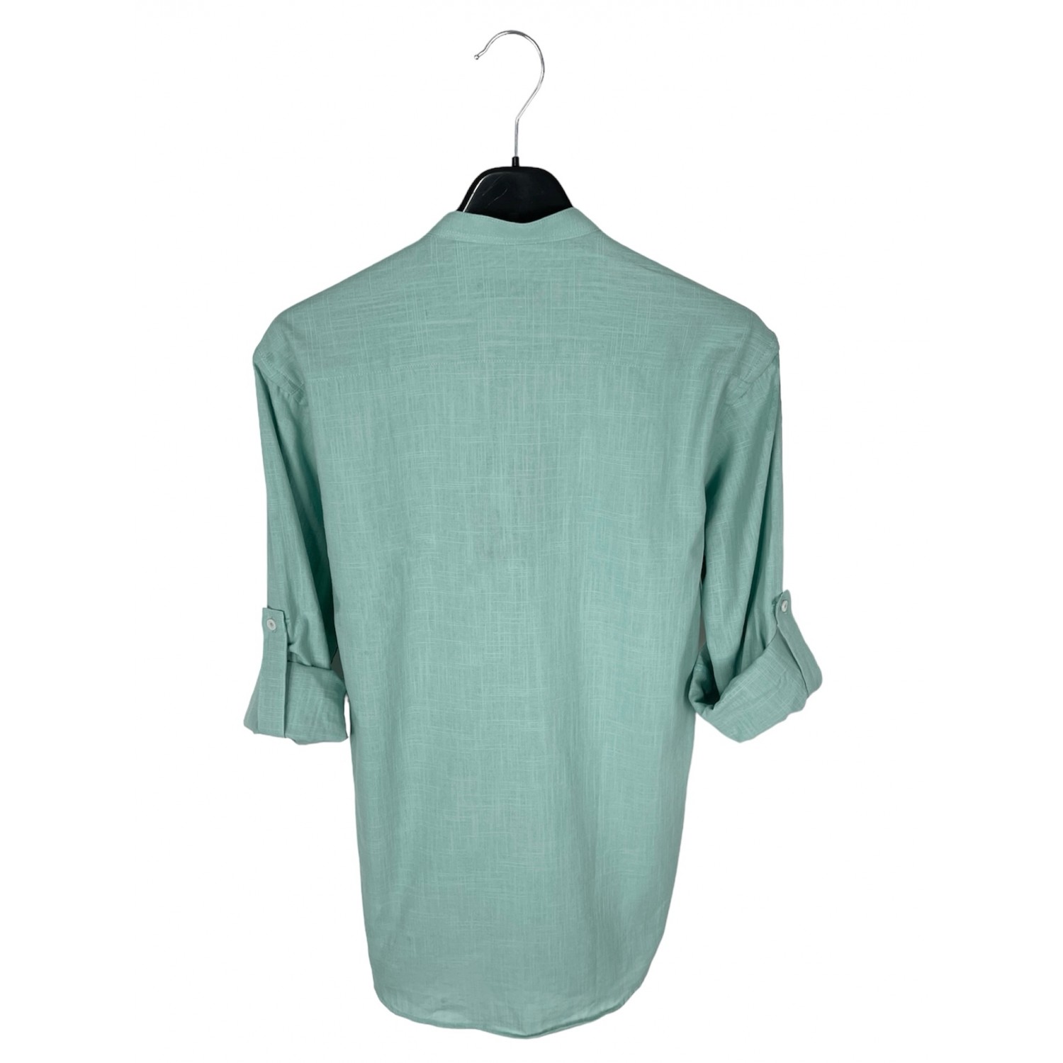 Life Style Butiken LS8850/3 Μέντα Ανδρικό Μακρυμάνικο Λινό πουκάμισο Μάο Slim Fit