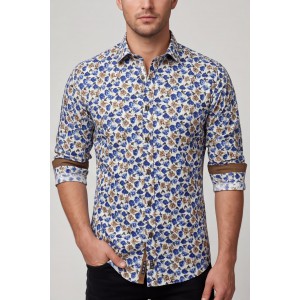 Ανδρικο πουκάμισο slim fit CND 6800/12 ΜΠΛΕ ΕΜΠΡΙΜΕ Ανδρικά