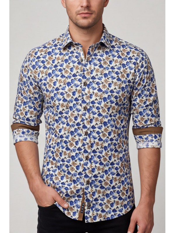 Ανδρικο πουκάμισο slim fit CND 6800/12 ΜΠΛΕ ΕΜΠΡΙΜΕ