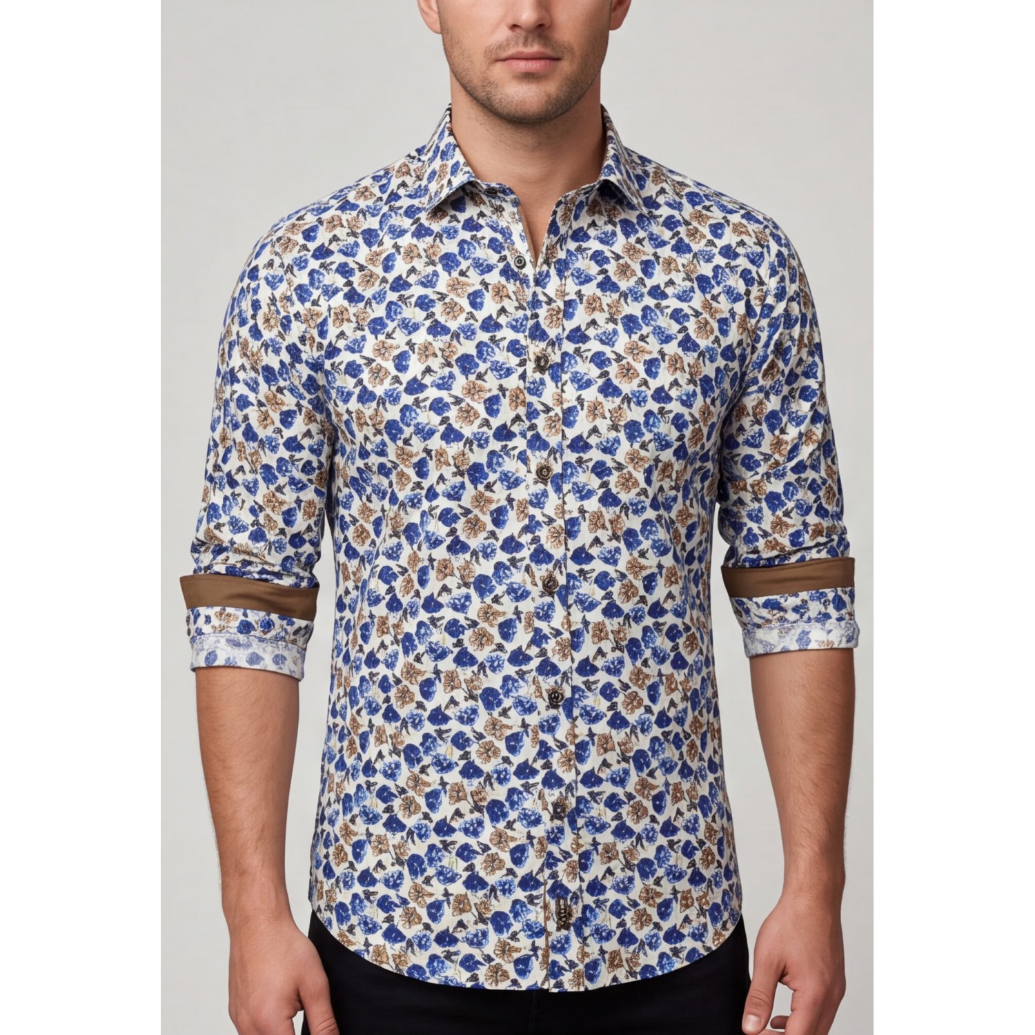 Ανδρικο πουκάμισο slim fit CND 6800/12 ΜΠΛΕ ΕΜΠΡΙΜΕ Ανδρικά
