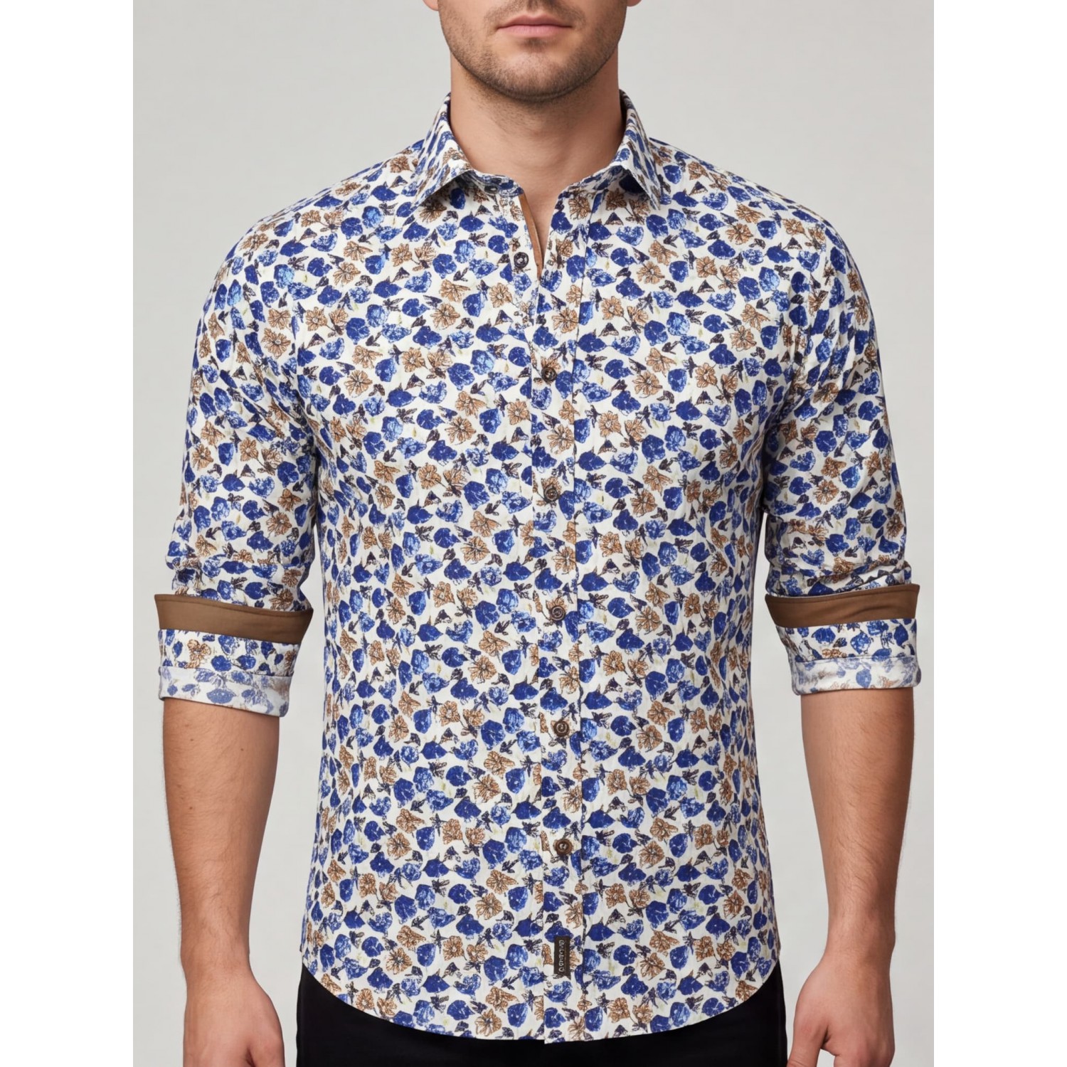 Ανδρικο πουκάμισο slim fit CND 6800/12 ΜΠΛΕ ΕΜΠΡΙΜΕ Ανδρικά
