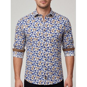Ανδρικο πουκάμισο slim fit CND 6800/12 ΜΠΛΕ ΕΜΠΡΙΜΕ Ανδρικά
