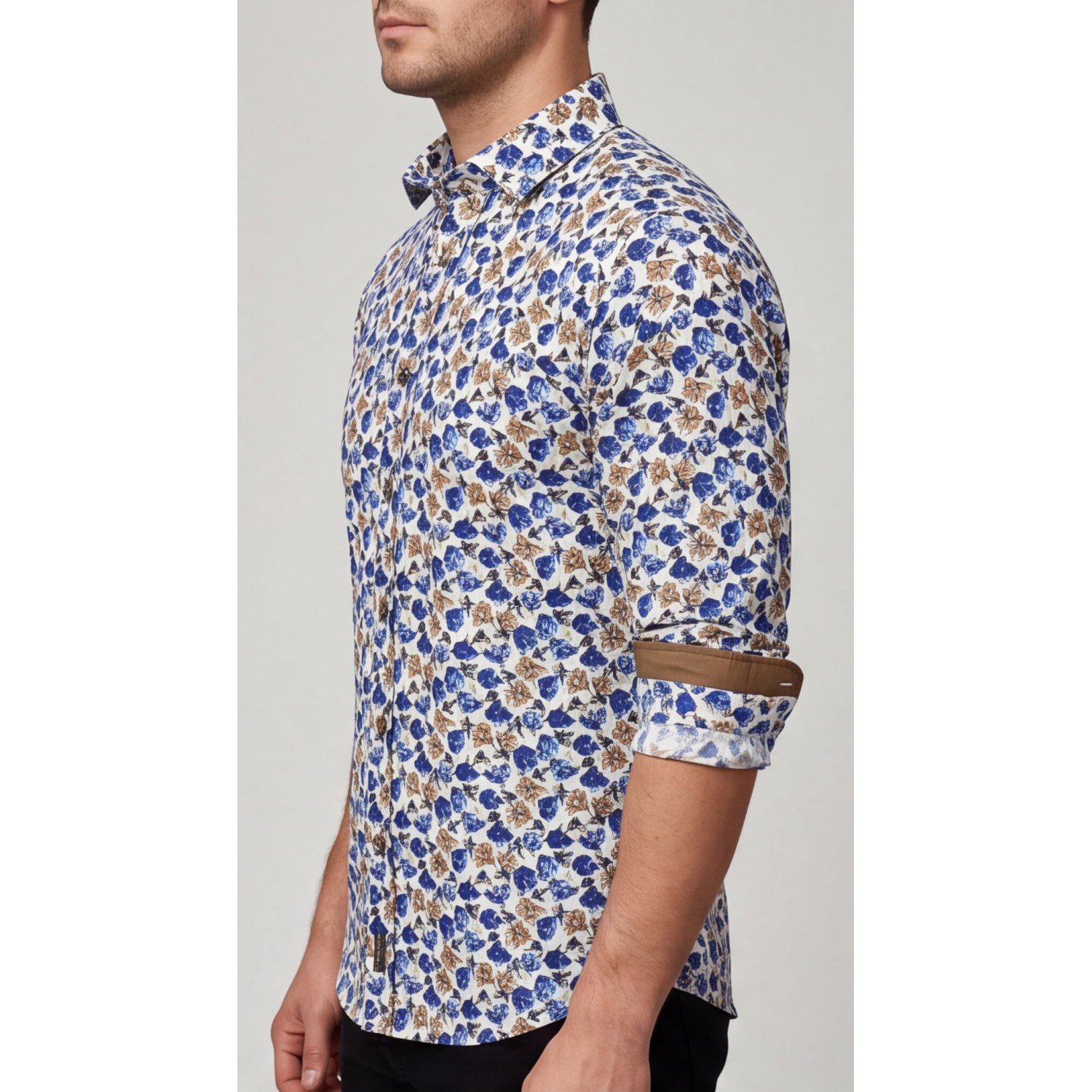 Ανδρικο πουκάμισο slim fit CND 6800/12 ΜΠΛΕ ΕΜΠΡΙΜΕ Ανδρικά