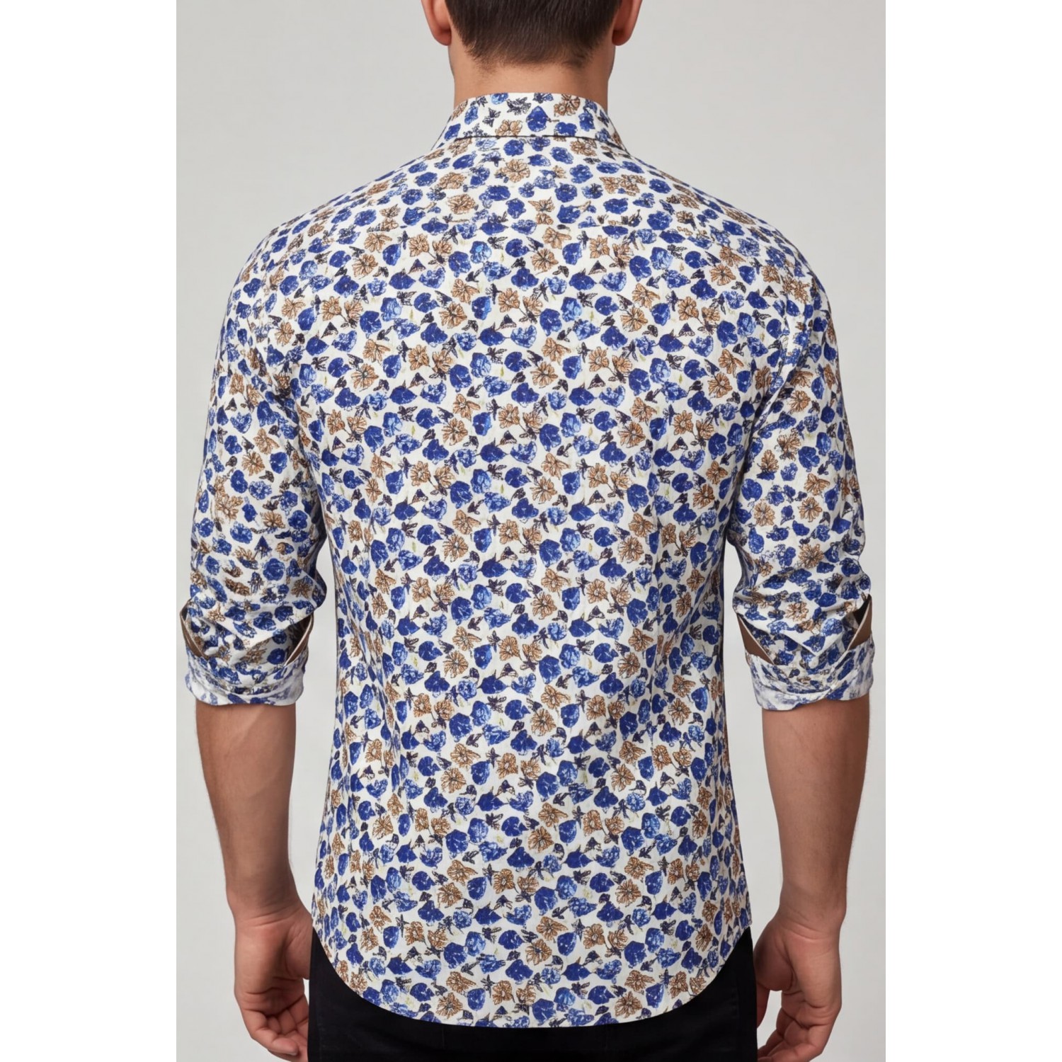 Ανδρικο πουκάμισο slim fit CND 6800/12 ΜΠΛΕ ΕΜΠΡΙΜΕ Ανδρικά